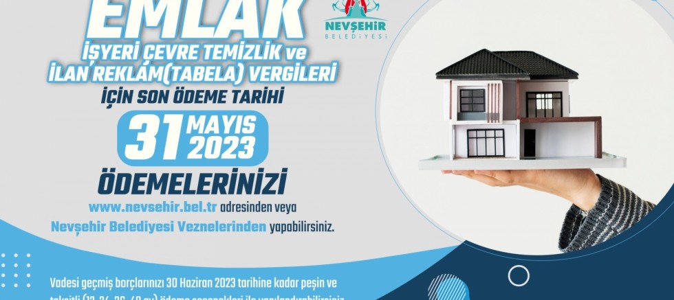İlan Reklam, Çevre Ve Emlak Vergisi İlk Taksit Ödemelerinde Son Gün 31 Mayıs..